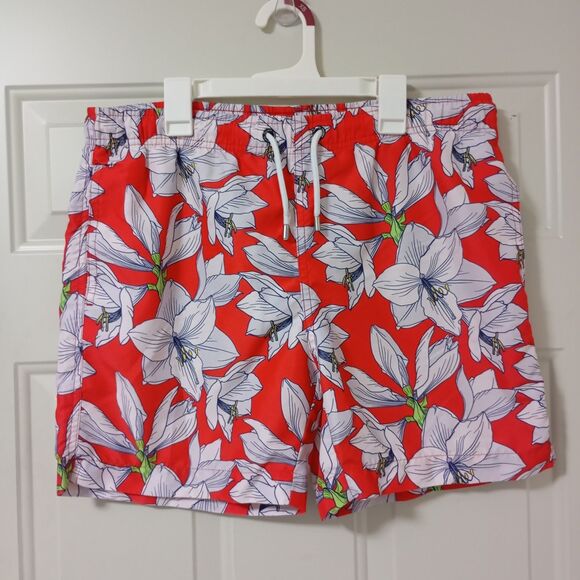 Franks Red Floral Brief Lined Swim Shorts Men's Size M - Picture 1 of 12